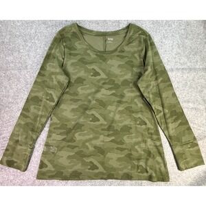 Women Green Camouflage Long Sleeve Casual Top Size‎ Large Base Layer